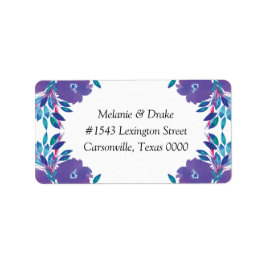 Lila Blumen handbemalt Hochzeitadresse Adressaufkleber