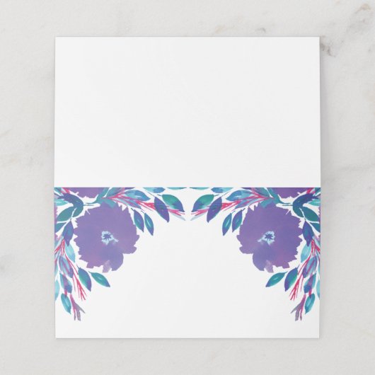 Lila Blumen Handgemalte Platzkarte (Außenseite Aufgefaltet)