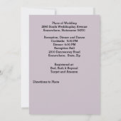 Lila Blumen, Herz Rahmen, Ringe, Einladung zur Hoc (Rückseite)