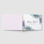 Lila Blumen. Hochzeit im Garten mit Blumen. Lavend Gästebuch (Voll)