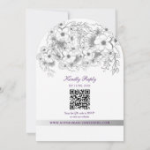 Lila Blumen Hochzeit QR-Code Einladung (Rückseite)