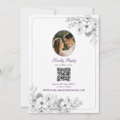 Lila Blumen Hochzeits QR Code Foto Einladung (Rückseite)