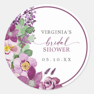 Lila Blumen Hochzeitsdusche Aufkleber