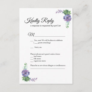 Lila Blumen Hochzeitseinladung RSVP botanisch Einladung