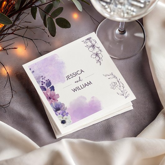 Lila Blumen Hochzeitshandtücher Serviette