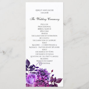 Lila Blumen Hochzeitsprogramm Florale Zeremonie Programm