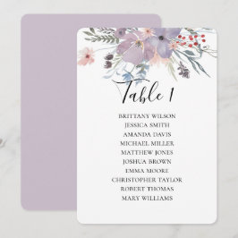 Lila Blumen Hochzeitssitzkarte. botanisch Einladung