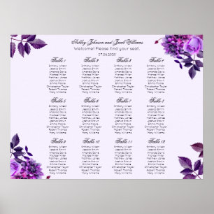 Lila Blumen Hochzeitssitzkarte. Lilac floral Poster