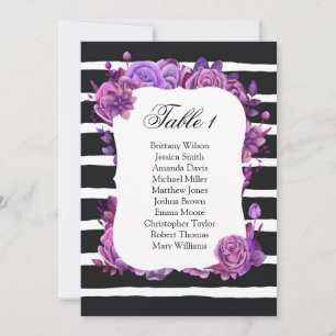 Lila Blumen Hochzeitssitzkarte. Tabellenplan Einladung