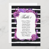 Lila Blumen Hochzeitssitzkarte. Tabellenplan Einladung (Vorne/Hinten)