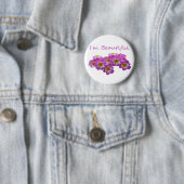 Lila Blumen, ich bin schön Button (Beispiel)