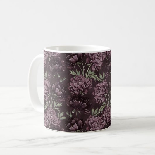 Lila Blumen Kaffeetasse (Vorderseite Links)