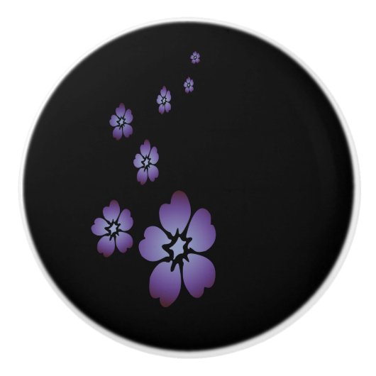 Lila Blumen Keramikknauf (Vorderseite)