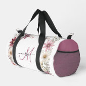 Lila Blumen Kleine Personalisierte Sporttasche Duffle Bag (Rechte Ecke)