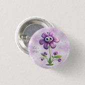 Lila-Blumen-Knopf Button (Vorne & Hinten)