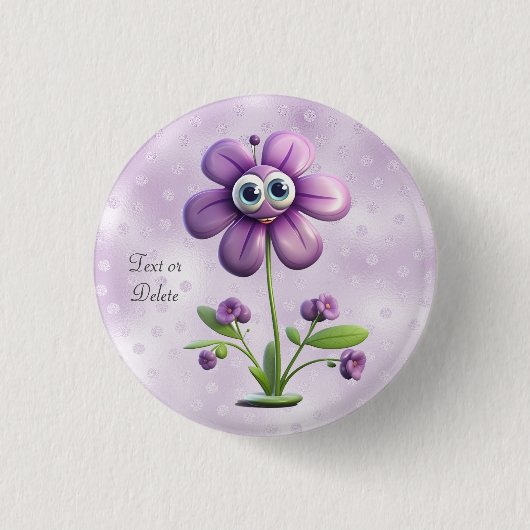 Lila-Blumen-Knopf Button (Vorderseite)