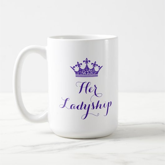 Lila Blumen-Krone ihr Ladyship-Skript Kaffeetasse (Links)