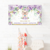 Lila Blumen Lama Babydusche Begrüßung Hintergrund Banner (Insitu)