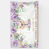 Lila Blumen Lama Babydusche Begrüßung Hintergrund Banner (Vertikal)