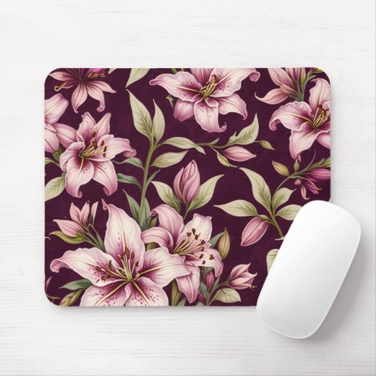 Lila Blumen-Mauspad Mousepad (Mit Mouse)