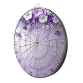 Lila Blumen mit baumelnden Perlen Dartboard Dartscheibe (Vorderseite rechts)