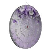 Lila Blumen mit baumelnden Perlen Dartboard Dartscheibe (Vorderseite Links)