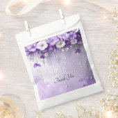 Lila Blumen mit baumelnden Perlen Gefallen-Tasche Geschenktütchen (Ausgeschnitten)