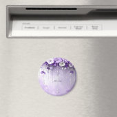 Lila Blumen mit baumelnden Perlen Magnet (In Situ (Geschirrspüler))