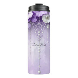 Lila Blumen mit baumelnden Perlen Thermosbecher