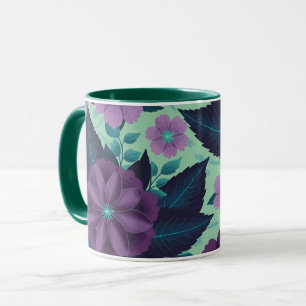 Lila Blumen mit Blätter im Hintergrund der Minze Tasse