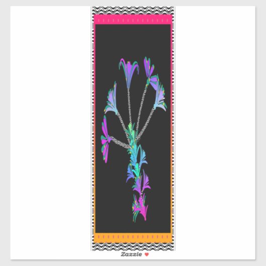 Lila Blumen mit Border Aufkleber (Blatt)