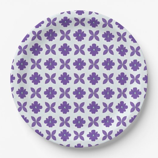 Lila Blumen mit hellem Hintergrund Pappteller (Vorderseite)