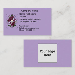 Lila Blumen mit individuellem Logo Visitenkarte