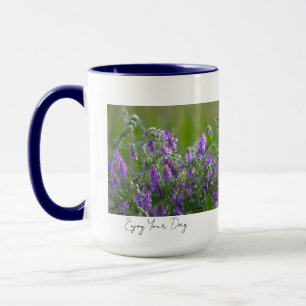 Lila Blumen mit Spruch Tasse