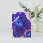 Lila-Blumen-Mixed-Media-Collage Postkarte (Stehend Vorderseite)