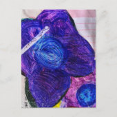 Lila-Blumen-Mixed-Media-Collage Postkarte (Vorderseite)