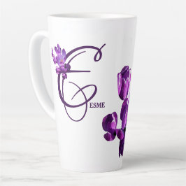 Lila Blumen Monogramm Esme Name individuell anpass Milchtasse