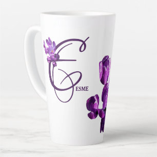 Lila Blumen Monogramm Esme Name individuell anpass Milchtasse
