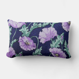 Lila Blumen Muster Lumbalkissen Lendenkissen
