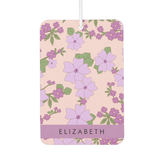Lila Blumen, Muster von Blume, Ihr Name Autolufterfrischer (Vorderseite)