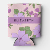 Lila Blumen, Muster von Blume, Ihr Name Dosenkühler (Vorderseite)