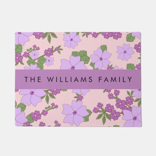 Lila Blumen, Muster von Blume, Ihr Name Fußmatte (Vorderseite)