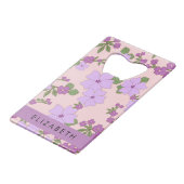 Lila Blumen, Muster von Blume, Ihr Name Geldbeutel Flaschenöffner (Rückseite Schrägansicht)