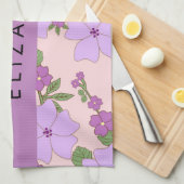 Lila Blumen, Muster von Blume, Ihr Name Geschirrtuch (Viertel Falte)