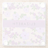 Lila Blumen, Muster von Blume, Ihr Name Glasuntersetzer (Rückseite)