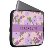 Lila Blumen, Muster von Blume, Ihr Name Laptopschutzhülle (Vorne Rechts)