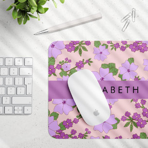 Lila Blumen, Muster von Blume, Ihr Name Mousepad