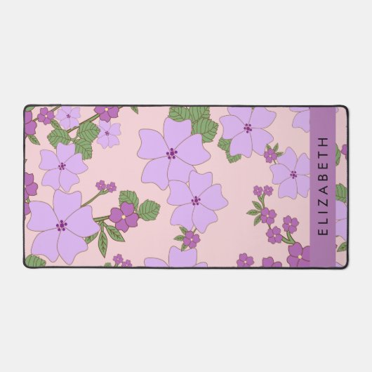 Lila Blumen, Muster von Blume, Ihr Name Schreibtischunterlage (Vorderseite)