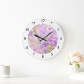Lila Blumen-Nebel Große Wanduhr (Zuhause)