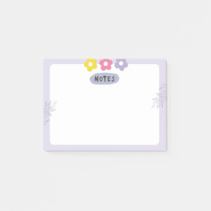 Lila Blumen-Notizzettel Post-it Klebezettel